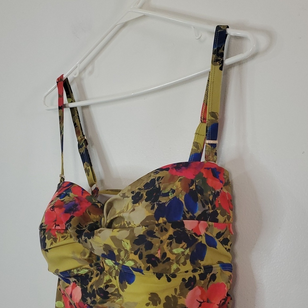 NWOT Nicole Miller Floral One-Piece Swimsuit Size Large - Picture 2 of 12
